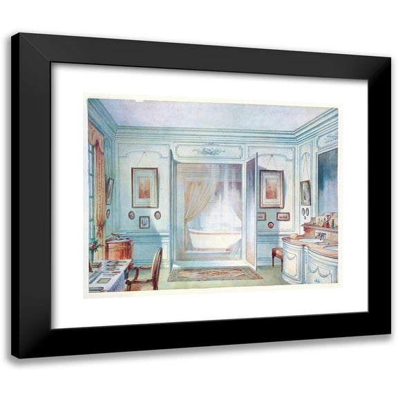 Georges Rémon 14x12 Black Modern Framed Museum Art Print Titled - Louis XVI Bathroom, with a Three -Sided Ice Cream. (1907)