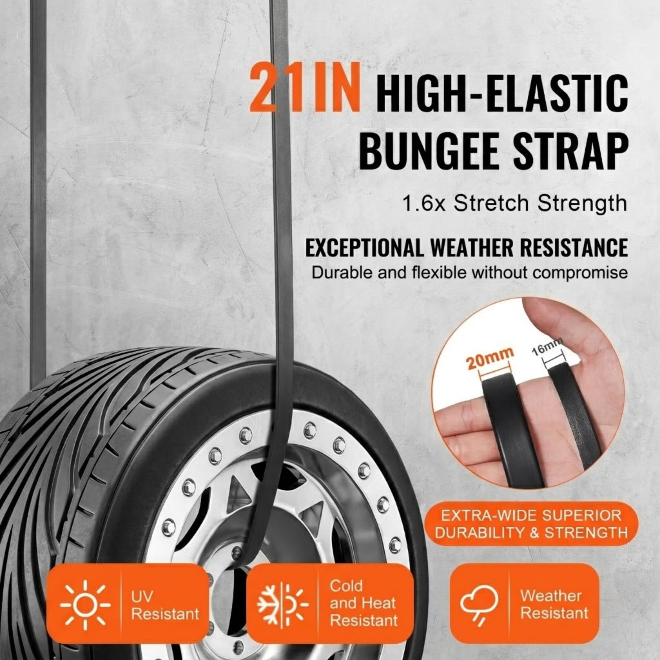 JUVOCT 50-Pack 21" Flat Bungee Cords, Heavy Duty Bungee Straps with S-Hooks
