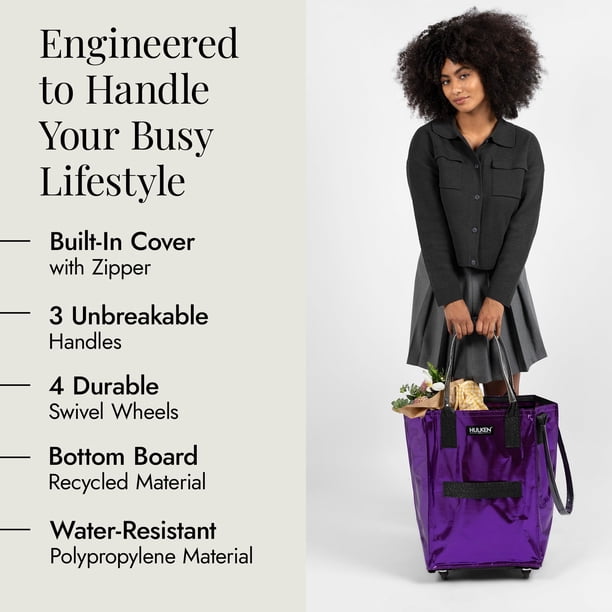 Hulken - (Medium, Ultraviolet) Reusable Grocery Bag On Wheels