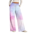 thumbnail image 7 of Endives Womens Sports Pants Tie Dye Printed Wide Leg Jogging Pants Drawstring Elastic High Waist Pants With Pocket, 7 of 7