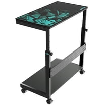 Designa Height Adjustable Computer Tower Stand, 2-Tier CPU Holder Cart Under Desk, Mobile PC Standing Table Home Office Gaming Accessories w/Rolling Wheels & Mouse Pad, Black