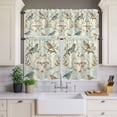 thumbnail image 2 of Vintage Bird Curtain Valances Set Love Floral Teal Blue Watercolor Kitchen Curtains 24&nbsp;inch Length Rod Pocket Valance and Tiers 3 Piece Set Small Bedroom Bathroom Laundry Decor, 2 of 9