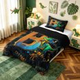 thumbnail image 3 of meiyoeat Dinosaur Letter B Print Twin Comforter Sets for Boys Girls, Cartoon Dino Graffiti Bedding Set, Black Reversible, 2pcs, 1 Comforter and 1 Pillowcase, 3 of 6