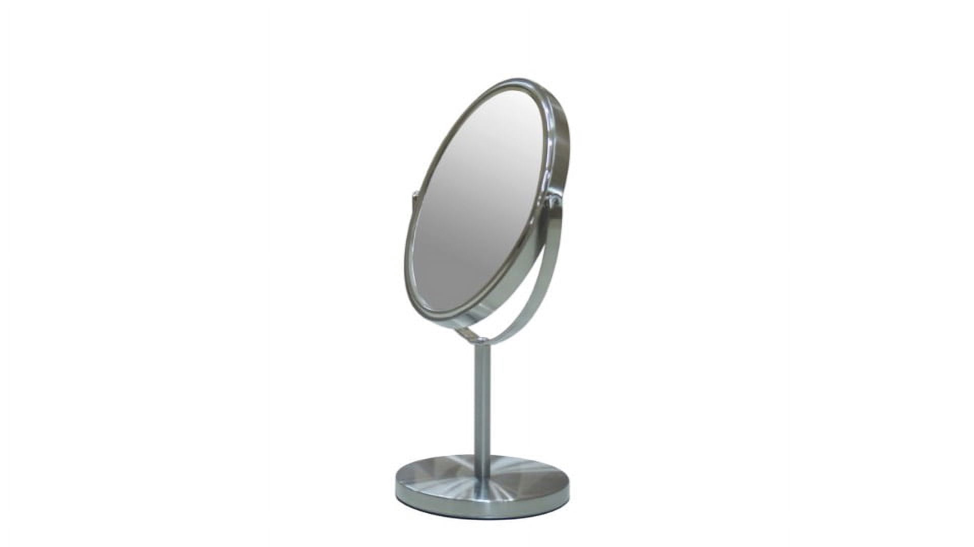 Eden Bath Oval Two Sided 5X Nickel Framed Freestanding Makeup / Shaving Mirror