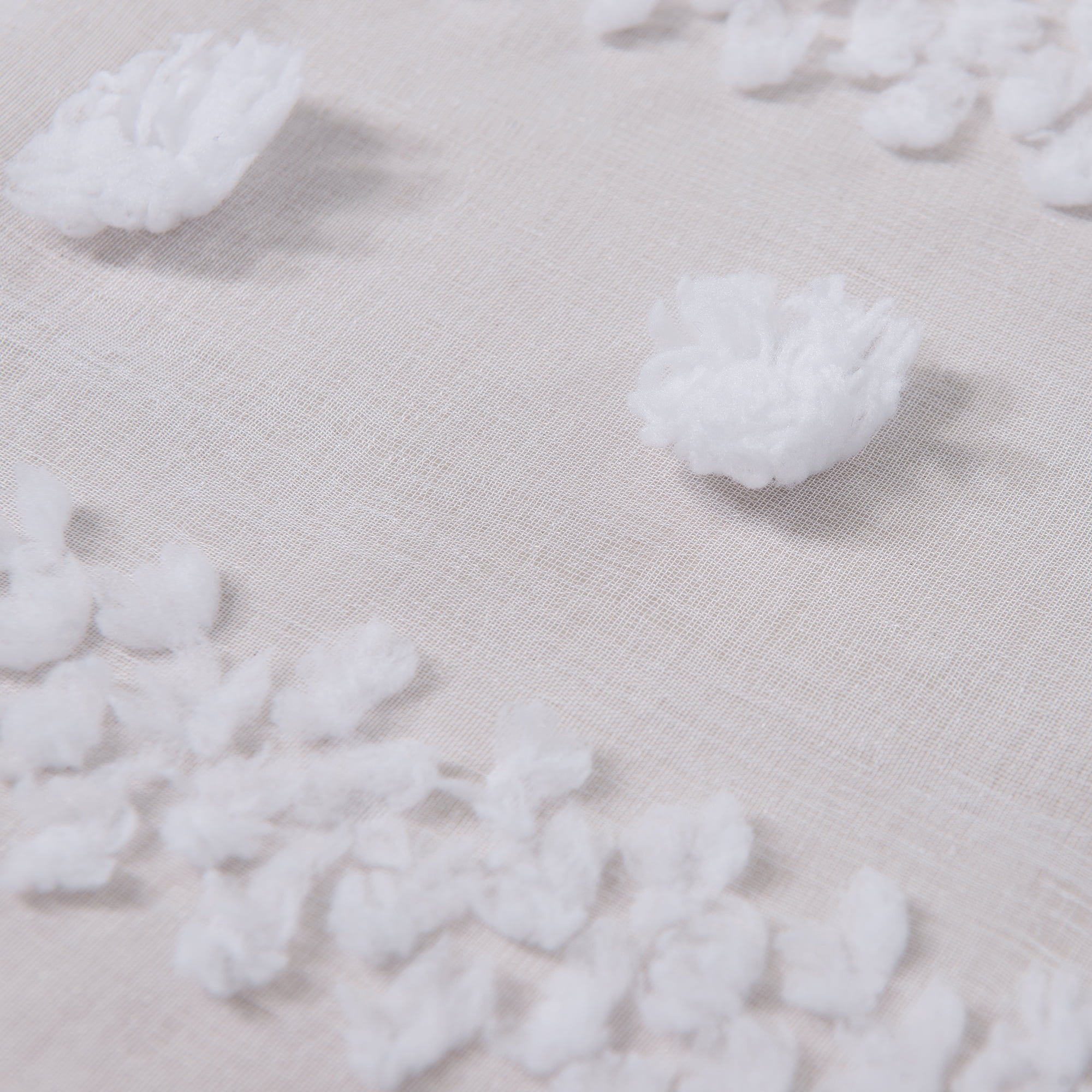 Dainty Home Cloud Linen Look Boho 3D Puff Linen Look Textured Embroidered Puff Designed Linen Textured Light Filtering Grommet Window Panel Pair 76" x 96" in White