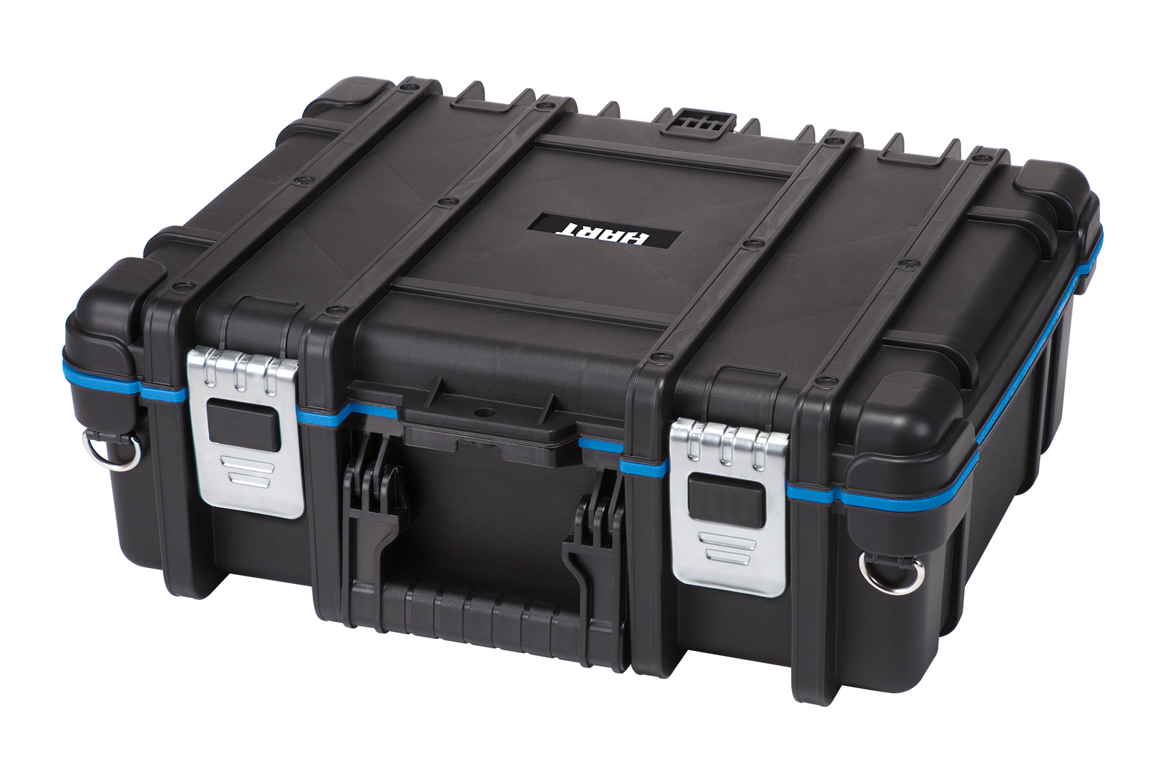 HART Technician Case, Heavy Duty Tool Box, Black with Blue Accents