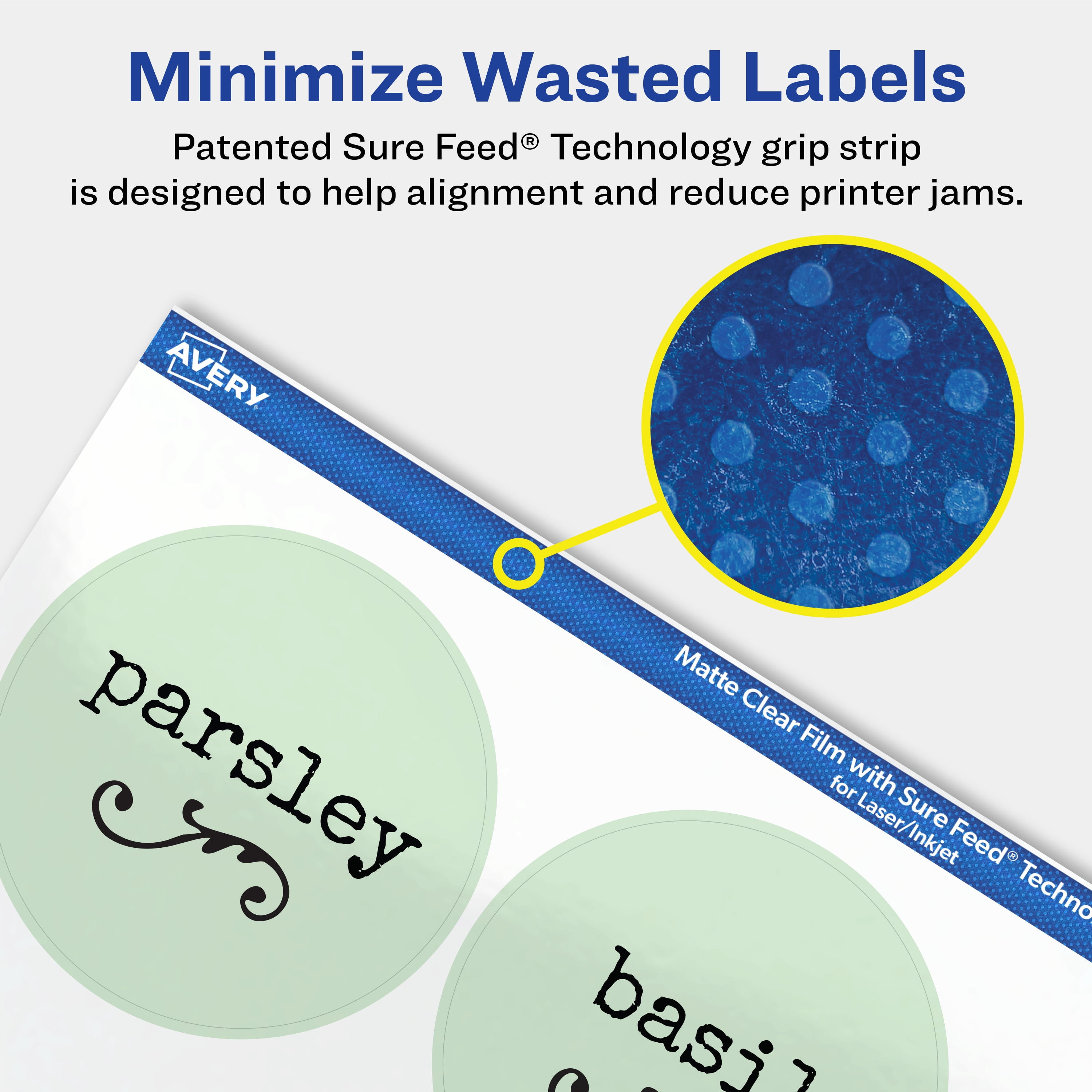Avery Matte Clear Round Labels, 2-1/2" Diameter, 90 Total