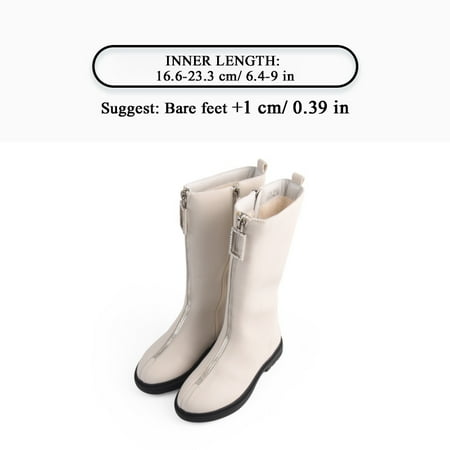 

TARANIS Girls Front Zipper Knee High Boots Leather Soft Sole Anti Slip High Top Party School Performance Uniform Shoes For Winter Christmas Chinese New Year Gifts For Daughter
