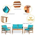 thumbnail image 5 of Giantex 4PCS Wood Outdoor Patio Furniture Set w/Cushions for Seat and Back Seating Chat Set w/Coffee Table Cushioned Conversation Set for Poolside, Yard, Garden, Backyard, 5 of 8