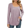 thumbnail image 3 of Sentmoon Chemisiers de Mode pour Femmes Automne et Hiver Haut/chemise à Manches Longues à Encolure Carrée Plissée pour Activités de Plein Air et Randonnée Violet TTG, 3 of 6