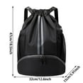 thumbnail image 3 of Durable Drawstring Sports Backpack for Gym Tennis Basketball Lightweight Storage with Shoe Compartment, 3 of 6