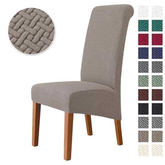 ATJIA Jacquard Chair Cover Stretch XL Size Long Back Dining Chair Covers Seat Slipcovers For Wedding Dining Room Chairs Kitchen Hotel Table Banquet