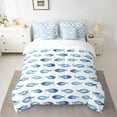 thumbnail image 2 of Feelyou Blue Cartoon Fish Bedding Comforter Set 7pcs for Teens, Kawaii Ocean Sealife King Bedding Sets, Cute Marine Animal Reversible Bed Sheets, Microfiber Bedroom Decor, 2 of 7