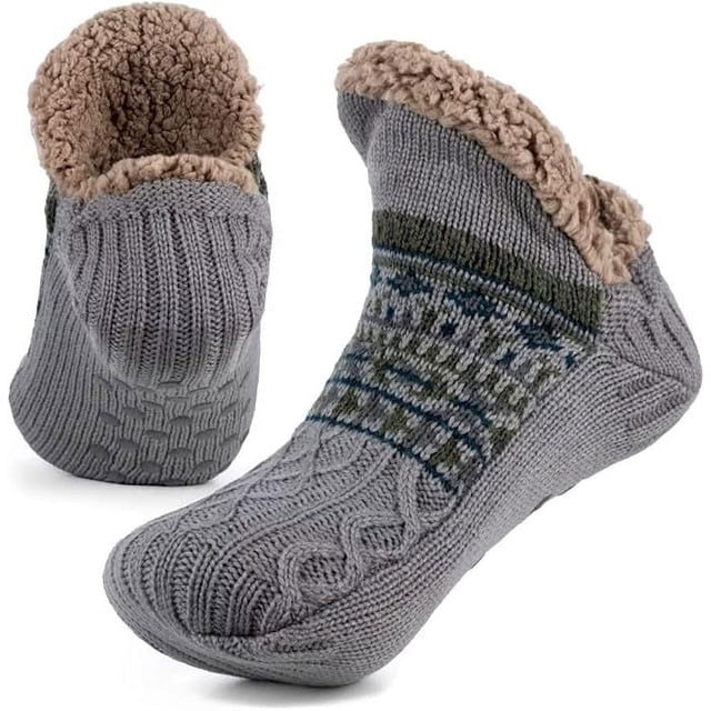 Calcetines tipo pantuflas para hombre y mujer, suaves y con pinzas, forro polar antideslizante, que retienen el calor, regalo de Navidad, talla L 43-45