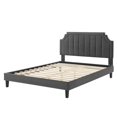 thumbnail image 3 of Platform Bed Frame, King Size, Velvet, Dark Grey Gray, Modern Contemporary Urban Design, Bedroom Master Guest Suite, 3 of 10