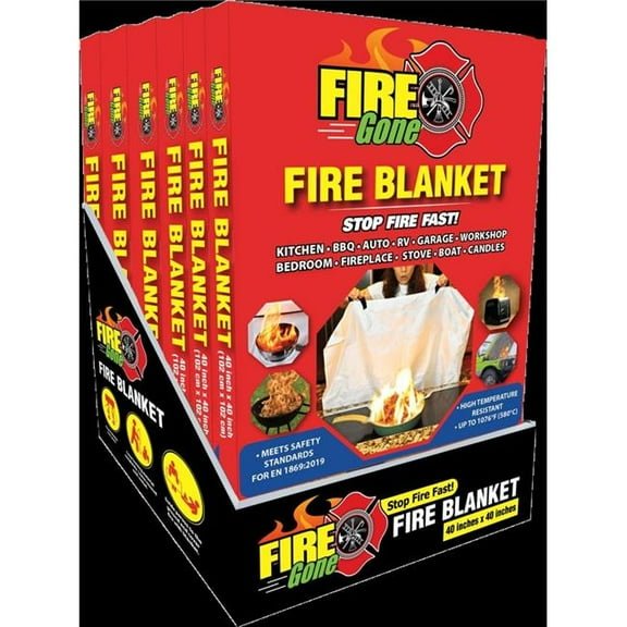 Fire Gone FGB6-7109 39.375 x 39.375 in. Display of 6 Fire Gone Blanket