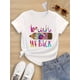 thumbnail image 1 of Camiseta de algodón puro de manga corta para niña con cuello redondo. Es informal y cómoda. Se puede usar todo el año. Un estilo enérgico y divertido para la vuelta al cole, ideal para niñas., 1 of 6