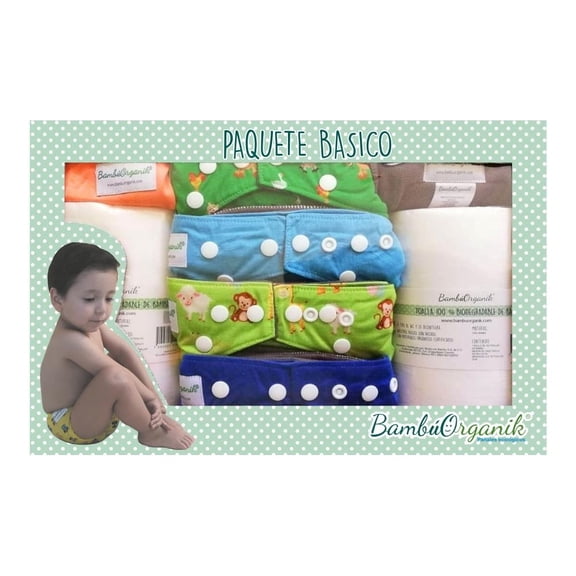 Paquete de Pañales de Tela BambúOrganik Básico para Niño