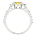 thumbnail image 4 of 1.82 ct Brilliant Emerald Cut VVS1 Clear Zircon 18K White Solid Gold Solitaire with Accents Three-Stone Wedding Bridal Anniversary Engagement Ring size 6.5, 4 of 7