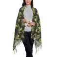 thumbnail image 3 of Cauagu Light Green Excavator Print Women Wrap Shawl tassels Scarves Retro Scarf 77.6"X28.3", 3 of 8