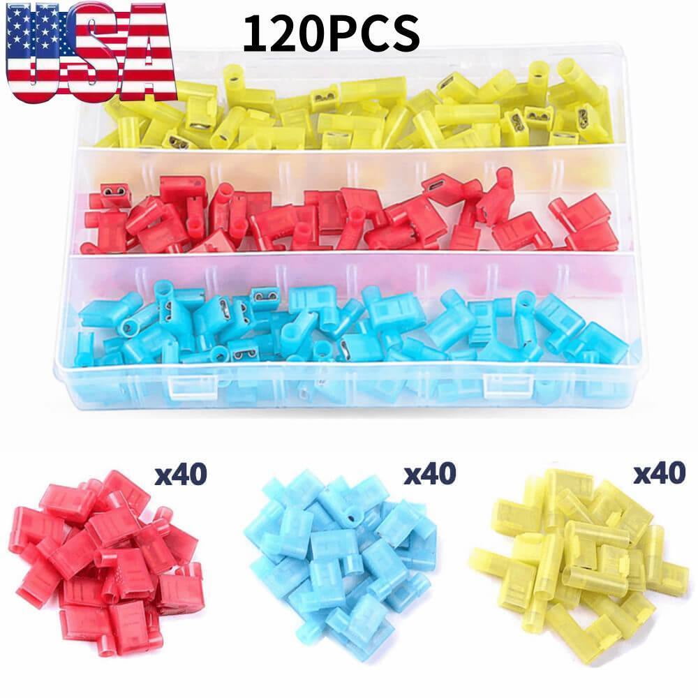 120PCS Nylon Flag Spade Crimp Terminals Quick Disconnect Wire Connector 22-10AWG