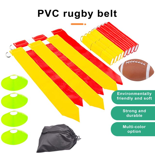 CSChome Football Flag Belt Football Belt Flag Set - Strong Grip, Soft Material, Eco-Friendly PVC Streamer, Olive Flags for Intense Competition
