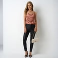 thumbnail image 4 of JULMCOMO Satin Tank Tops for Women Cowl Neck Ruched Spaghetti Strap Elegant Camisole Tops Sleeveless Casual Slim Fit Camisoles Rose Gold M, 4 of 8