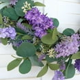 thumbnail image 3 of Idyllic 18 Inch Eucalyptus Leaves Purplr Flower Wreath For Everyday Front Door Decoration And Home Decor, Rustic Farmhouse Decorative Floral Wreath for Front Door Window Wedding Spring, 3 of 5