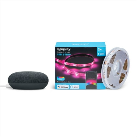 Google Nest Mini (Charcoal) + Merkury Innovations Smart LED Strip Light