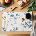 thumbnail image 2 of Placemat Set of 4 Blue Wildflower Placemats for Dining Table Watercolor Floral Washable Table Mats for Kitchen and Party Decor Indoor & Outdoor Use, 2 of 8