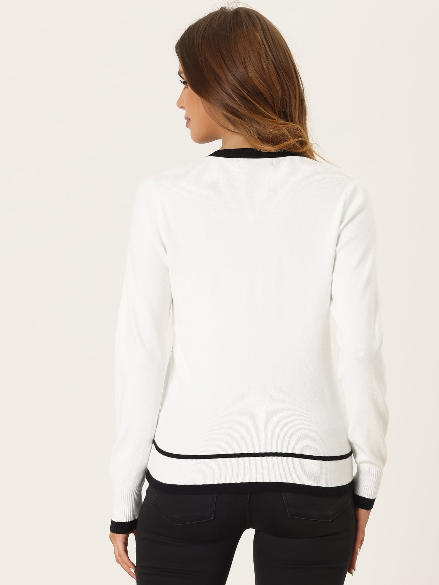 DARING DIVA Women's Button Knit Cardigan Christmas Sweater S White