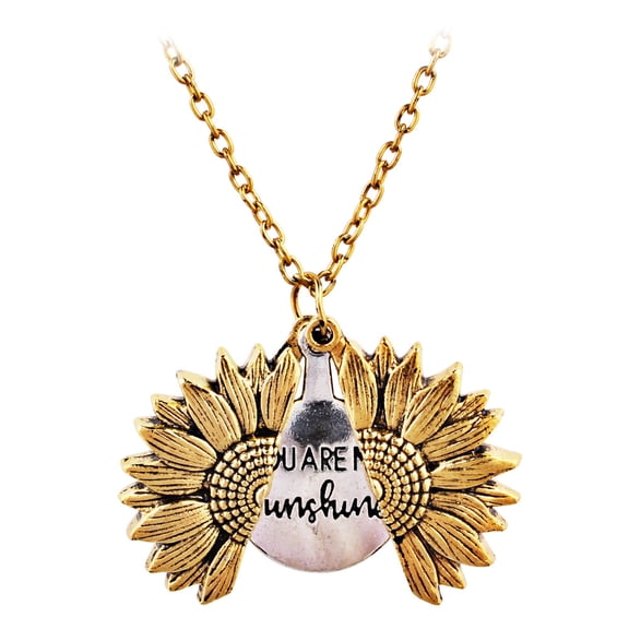 Women's Creative Sunflower Can Open Lettering Pendant Necklace