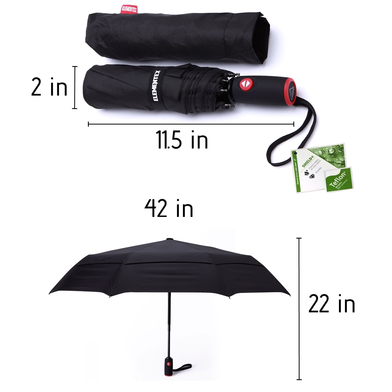Galaxy Wolf Automatic Windproof Travel Umbrella Compact Canopy With Black Glue And UV-resistant Coating