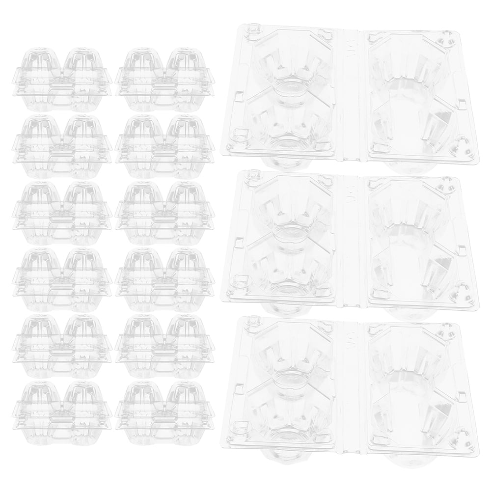 LEORX Worgeous 100pcs Plastic Egg Carton for 2 Eggs Clear Reusable Stackable Egg Storage Container with Lid