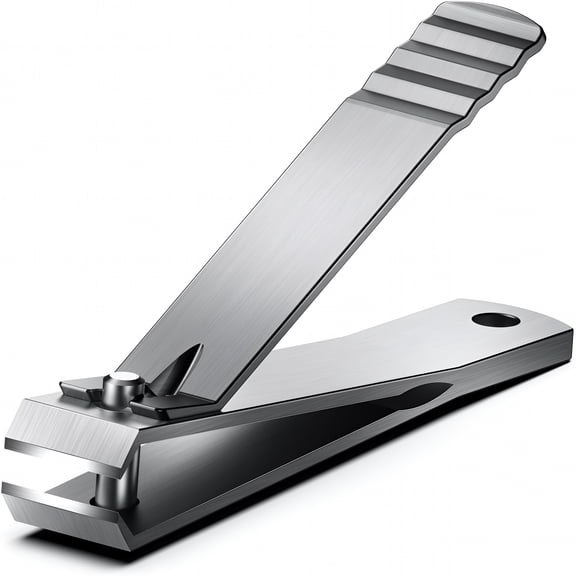 Heavy Duty Straight Blade Nail Clippers for Thick Toenails, Professional Stainless Steel Trimmers with Wide Jaw, Ergonomic Grip for Seniors, Men and Women, Silver