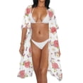 thumbnail image 3 of HELLHERO High Quality Fabrics Beach Kimono for Summer Casual Loose Long Red Rose Pattern, 3 of 6