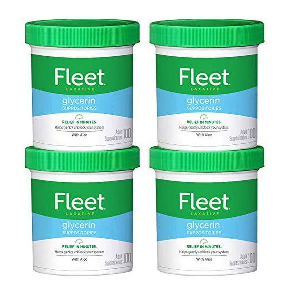 Fleet Laxative Glycerin Suppositories for Adult Constipation, 100 Count (Pack of 4)