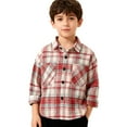 thumbnail image 6 of Kids' Boys Girls Plaid Shirt 2-10Y - Casual Long Sleeve Button Down Shirt with Dual Pockets, Fall Winter Layering Shirt, 6 of 7