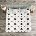 thumbnail image 3 of Ambesonne Skull Quilted Bedspread Set 3 Pcs, Black Girly Crossbones, King Size, Pale Pink White Black, 3 of 3