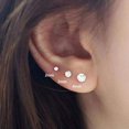 thumbnail image 2 of Juego de aretes de plata de ley con circonita cúbica de 2 a 8 mm, bola redonda pequeña hipoalergénica, corte redondo chapado en oro blanco, 2 of 5