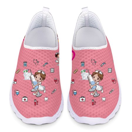 

Cartoon Nurse Print Woman Loafers Women Sneakers Slip On Lightweight Mesh Casual Shoes Summer Breathable Ladies Flats Shoes 2024