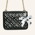 thumbnail image 2 of Unique Bargains 1 Pc Fashion Bow Scarf Heart Print Handbag Charm Bag Accessories Black, 2 of 5
