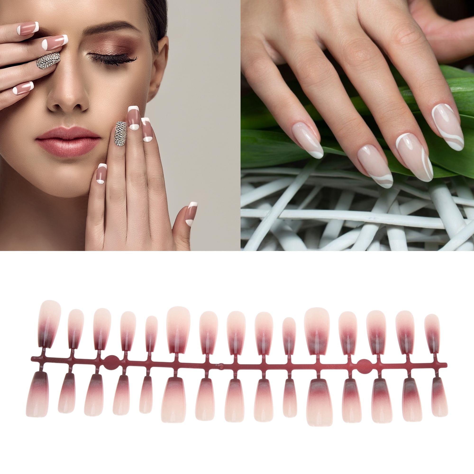 Unique Bargains Crescent Long Coffin Fake Nails 1 Pc 192-06