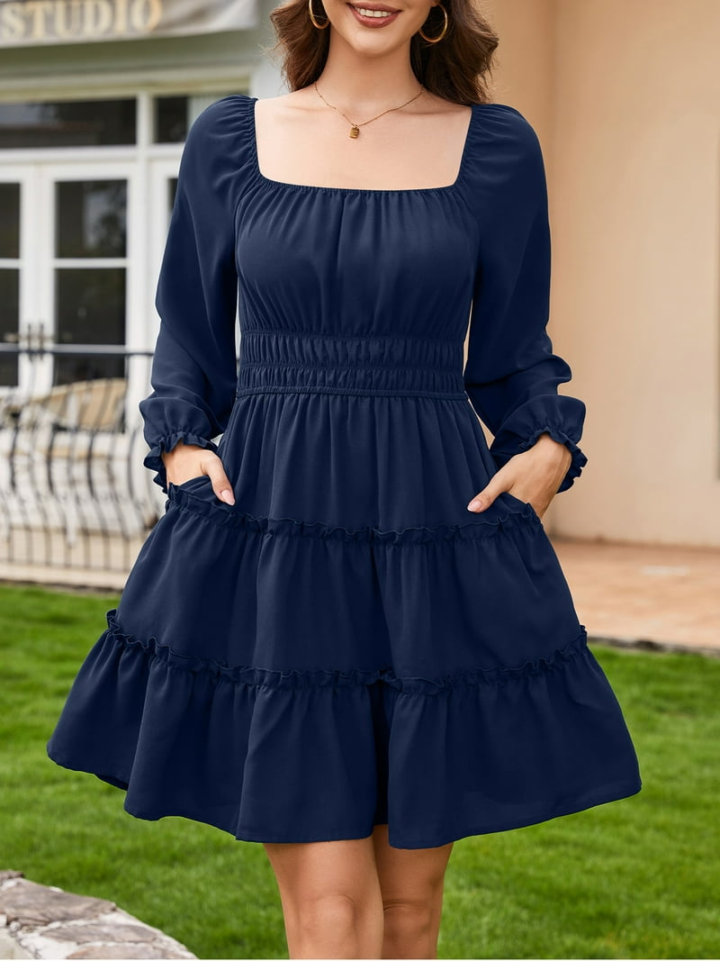 blue hoco dresses short Off the Shoulder Short Blue Satin Prom Dresses, Short Blue Homecoming Dress with Flower, US 16 / Custom Color / No Rush