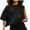 Black, variant on Women's Summer Casual Loose Fit Plain Soild Basic Short Sleeve Crop Tops T-Shirts