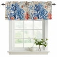 thumbnail image 2 of 2 Panels Navy Blue Coral Valance for Windows, Vintage Coastal Nautical Summer Beach Light Filtering Kitchen Curtains, Rod Pocket Window Treatment Curtain Valances for Living Room Bedroom, 42"x18", 2 of 9