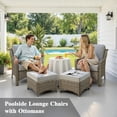 thumbnail image 6 of Ovios 5 Pieces Outdoor Furniture Set High Back All-Weather Wicker Patio Conversation Set with Ottomans, Gray, 6 of 7