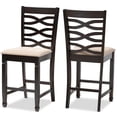 thumbnail image 3 of Baxton Studio Lanier Modern and Contemporary Sand Fabric Upholstered Espresso Brown Finished Wood Counter Height Pub Chair Set (Set of 2), 3 of 7