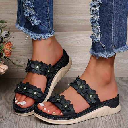 

ZHELIYO Women s sandals Fashion Women s Casual Shoes Breathable Thick-soled Outdoor Leisure Sandals Black 9.5-10
