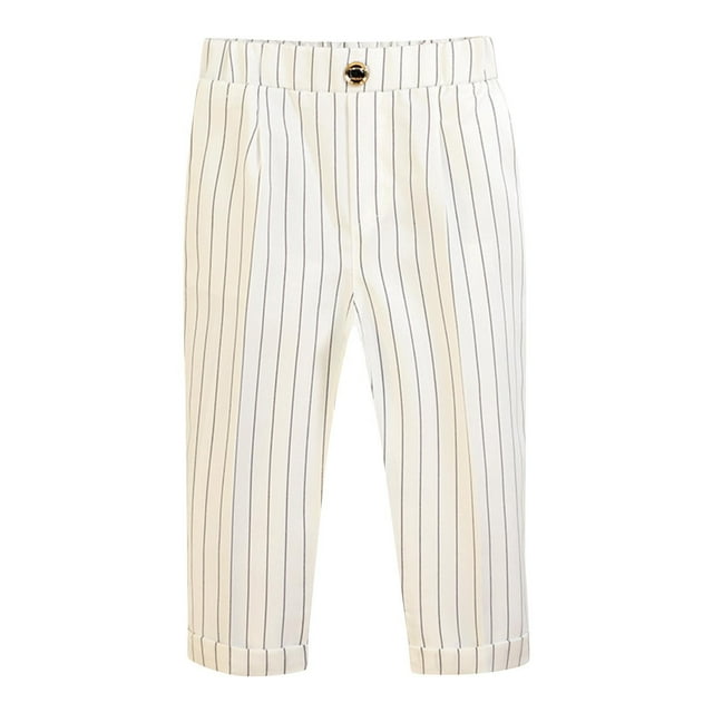 Odeerbi 6M-10Y Niños Niñas Traje Formal Pantalones Vestido A Rayas Pantalones Uniformes Pantalones de Color Sólido Lindo Casual Pantalones de Uniforme Escolar